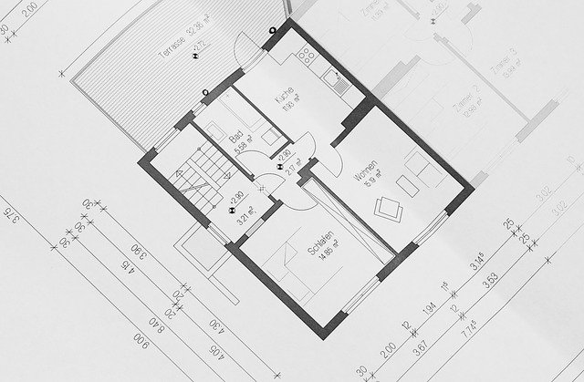plan konstrukcji domu pokazujący rozłożenie ścian działowych